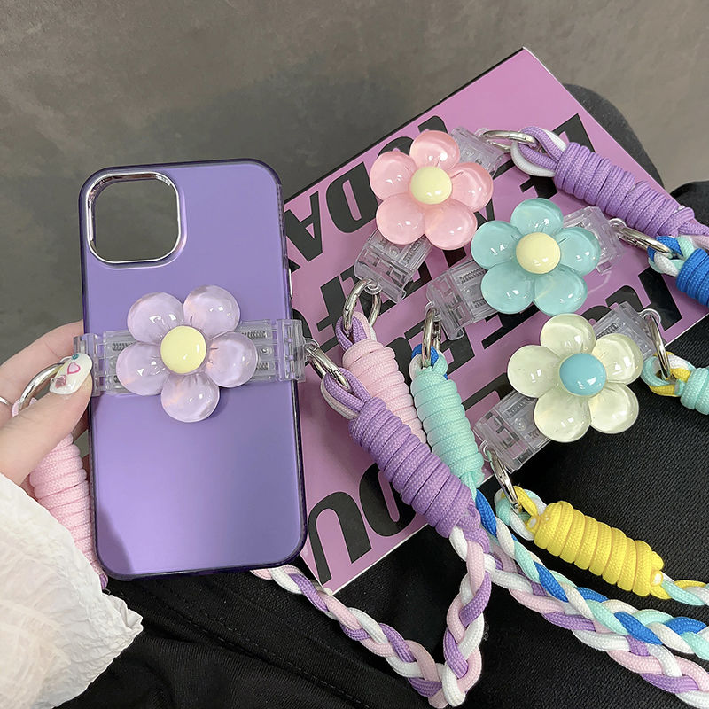 Acrylic Flower Cross Body Phone Strap