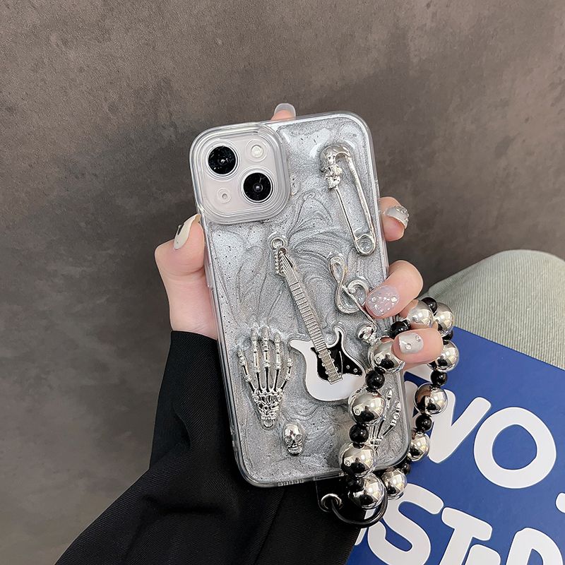 Y2K Skull Guitar Phone Case With Hand Chain For iPhone