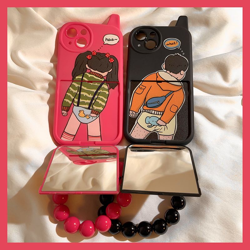 Funny Couple Phone Case With Mirror