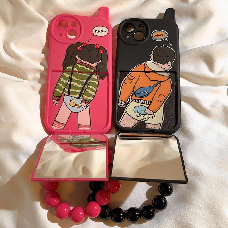 Funny Couple Phone Case With Mirror