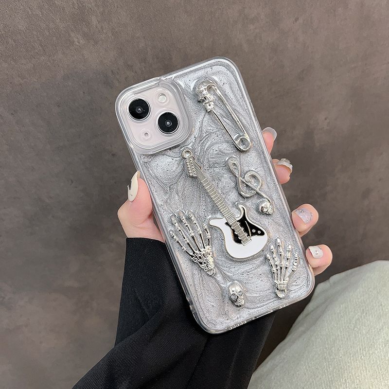 Y2K Skull Guitar Phone Case With Hand Chain For iPhone