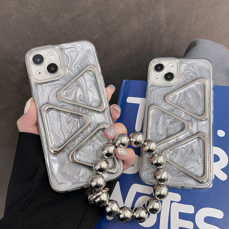 3D Triangle Phone Case With Charm